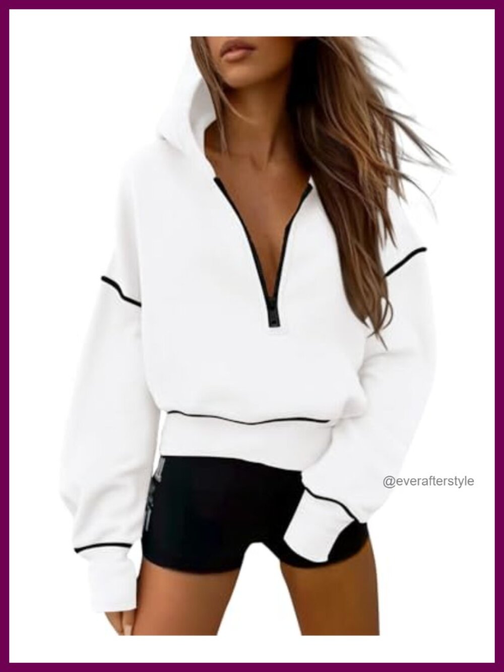 Women's Half Zip Cropped Hoodie Sweatshirt Fleece Lined Pullover